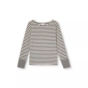 NWT Nili Lotan Striped Long-Sleeve Boat Neck T-Shirt